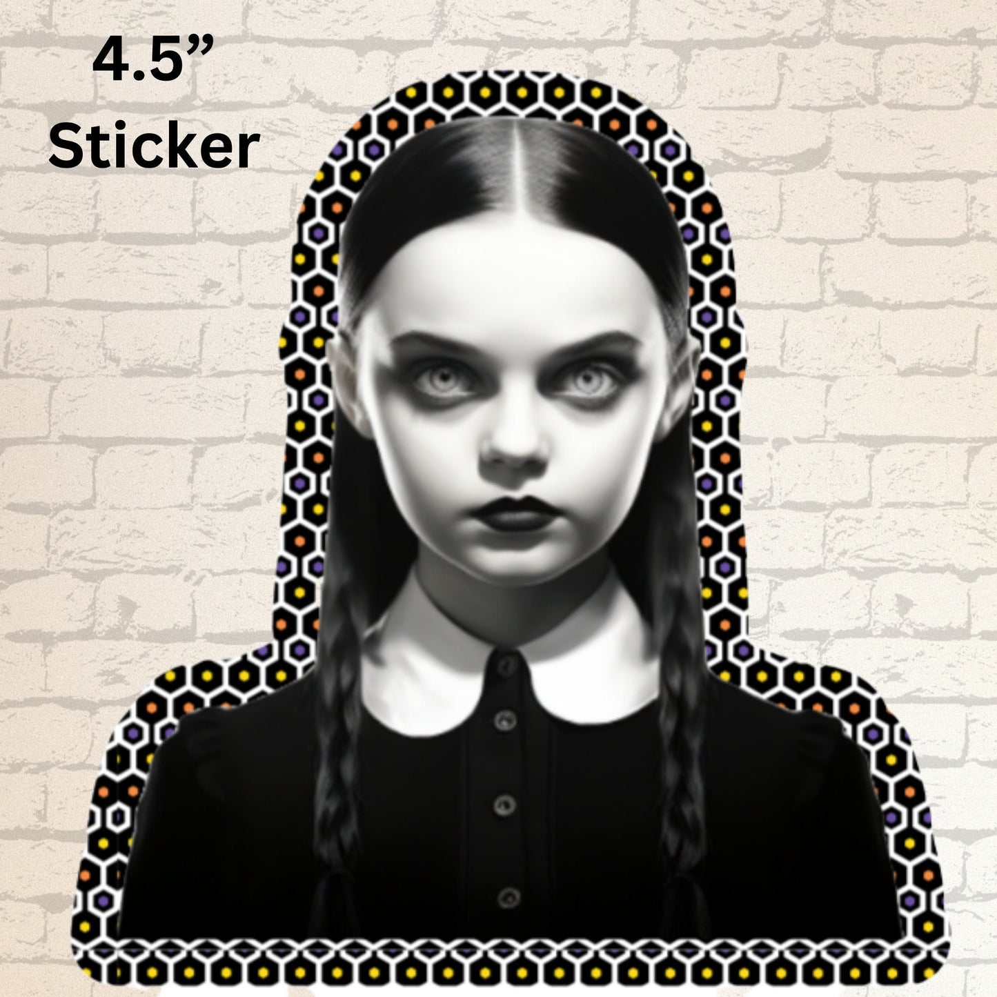 Addams Family - Wednesday Rendition Sticker 4.5 Inches Black and White Slap