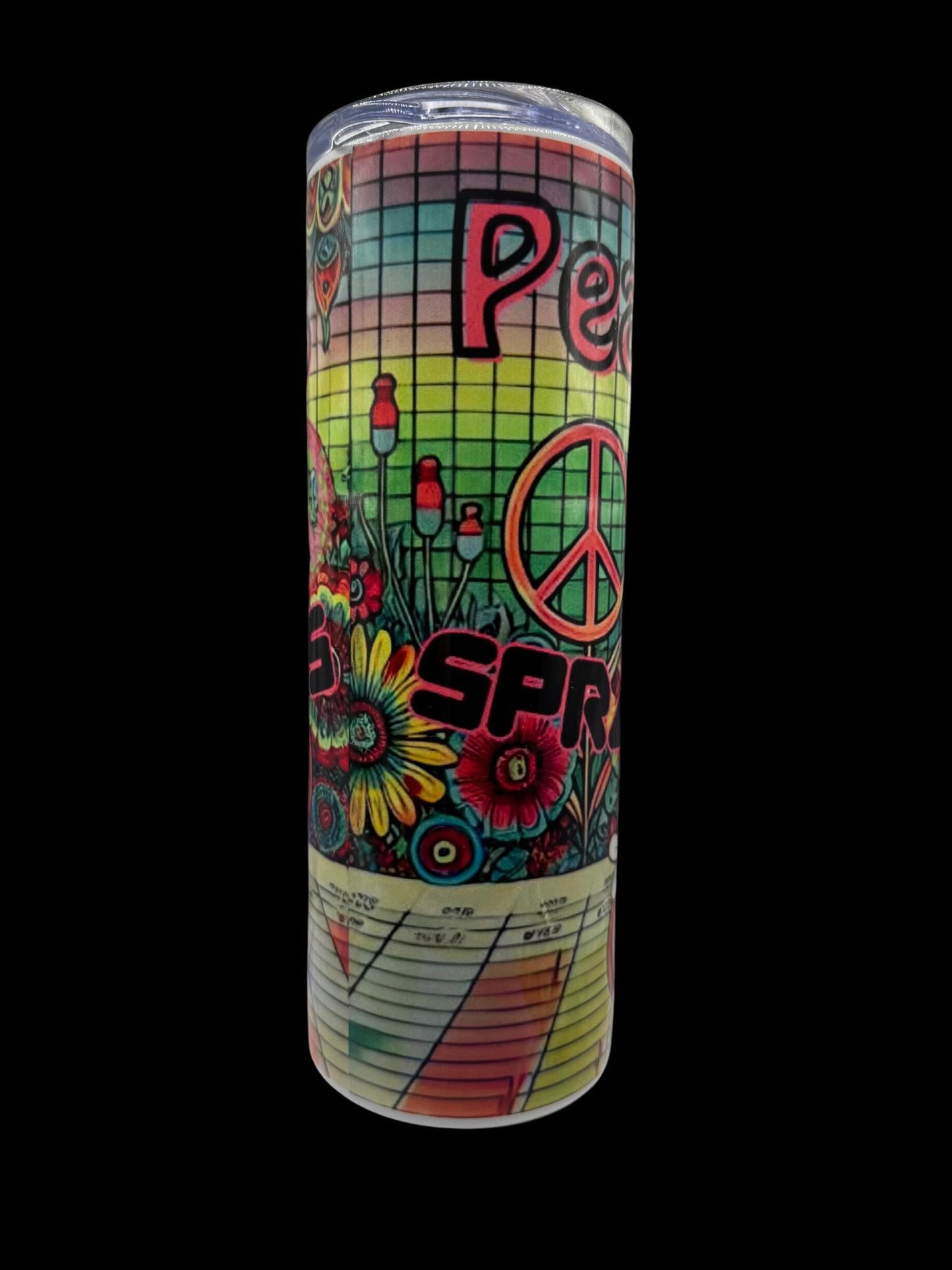 Peace Signs & Spreadsheets Tumbler - Retro Office Vibes