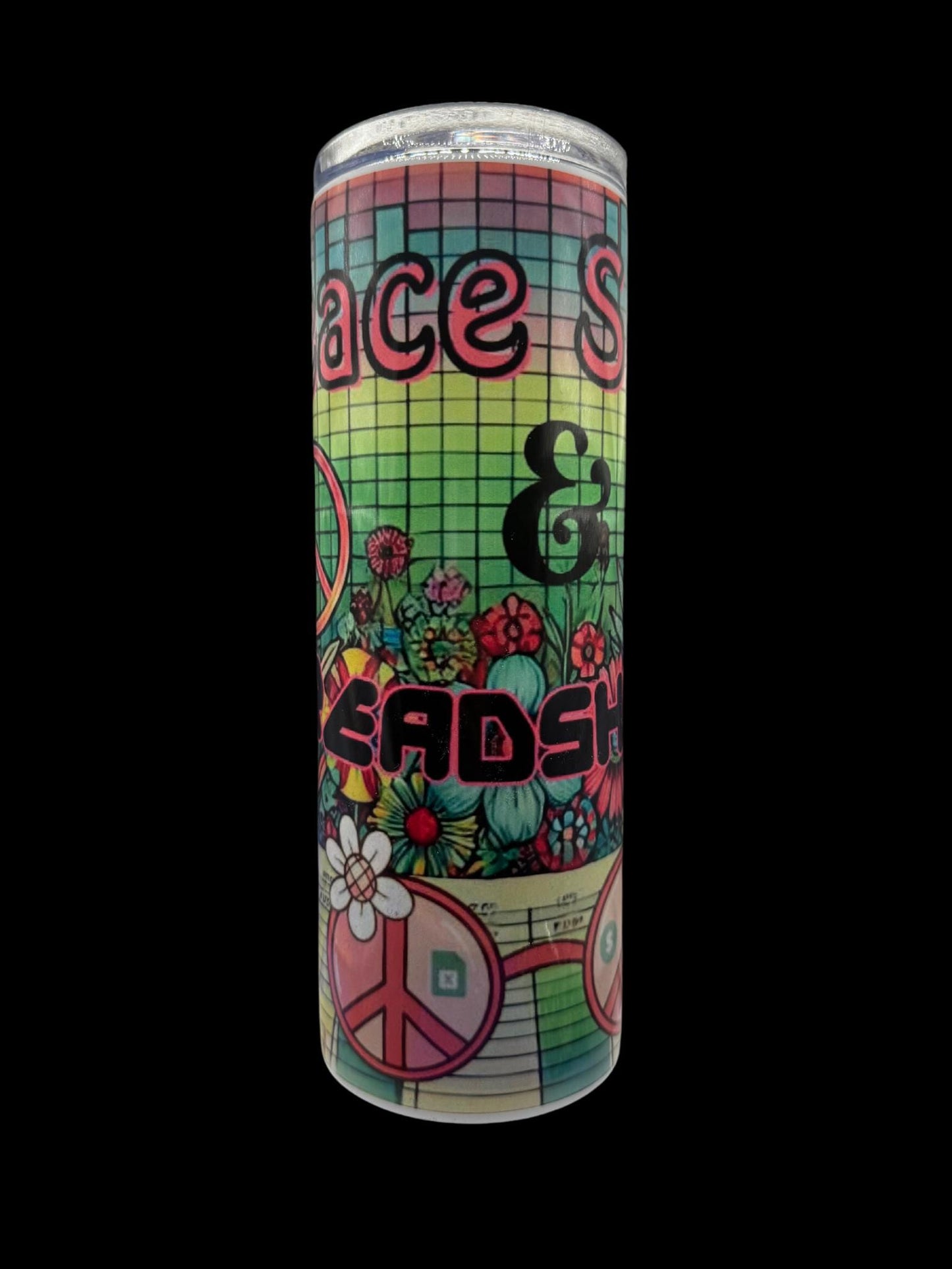 Spreadsheets & Peace Signs Tumbler - Vibrant Office Decor
